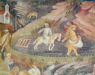 April måned, detalje af pløjning, ca. 1400